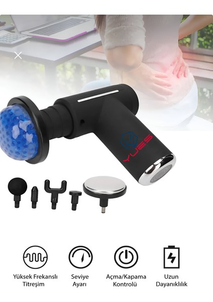 Sıcak & Soğuk Terapili Isıtmalı Masaj Tabancası - Şarjlı Derin Doku Sporcu Masaj Aleti