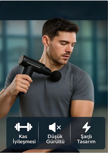 Sıcak & Soğuk Terapili Isıtmalı Masaj Tabancası - Şarjlı Derin Doku Sporcu Masaj Aleti