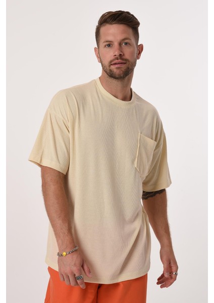 R-5610 Bisiklet Yaka Tek Cep Oversize Kaşkorse Tişört modelleri