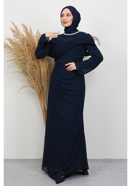 Açangül Şifon Abiye Lacivert modelleri