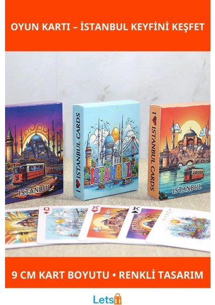 Istanbul Temalı Renkli Oyun Kartı 9 cm