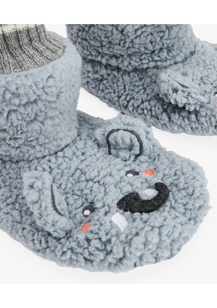 Gri Sevimli Fil Nakışlı Ev Patiği modelleri