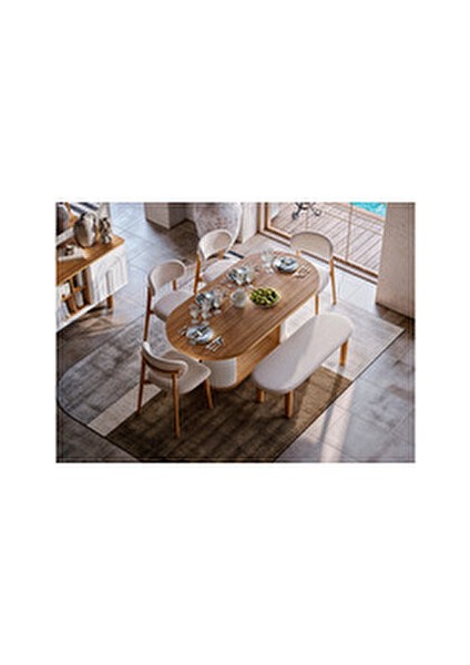 Bodrum Yemek Odası Yonga Levha Malzemeden İskandinav Tasarım 195x95x76 cm