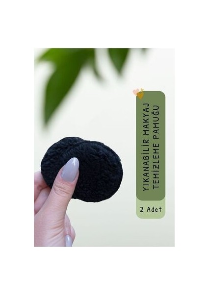 Yıkanabilir Makyaj Temizleme Pamuğu 2 Adet Siyah Yumuşak ve Dayanıklı Cilt Dostu indirimleri