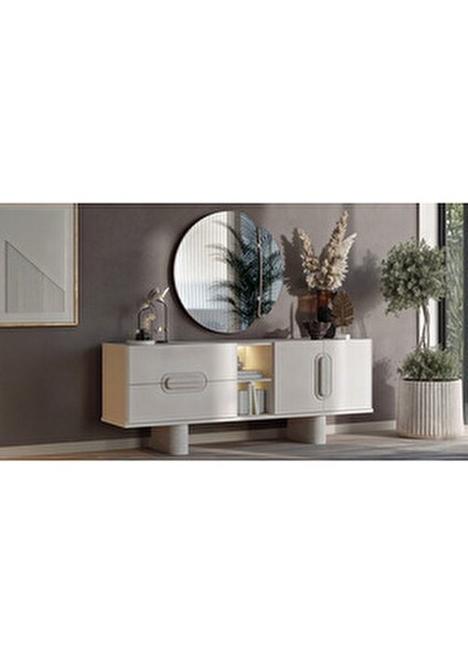 Traverta Yemek Odası Modern Tasarım Suntalam Malzeme 195x95 cm Asimetrik