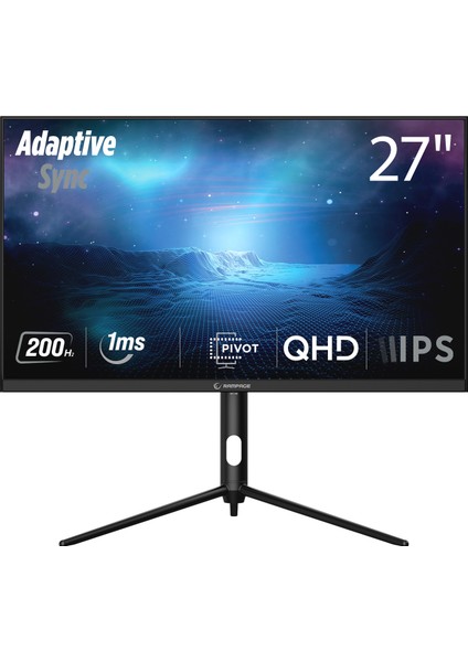 Glacier GL27R200Q 27 200Hz 1ms Fast IPS Qhd 2k Adaptivesync Rgb Pivot Siyah Flat Oyuncu Monitörü