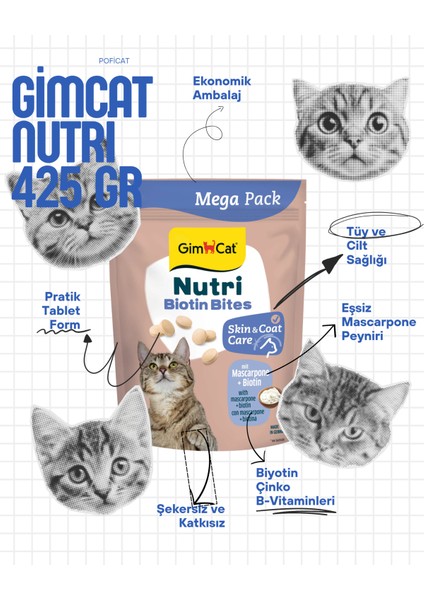 Nutri Biyotinli Mascarpone Peynirli Kedi Ödül Tableti (425 Gr) fiyatları