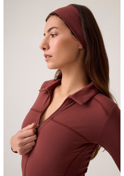 x Ece Bordo Fermuarlı Spor Ceket Collared fırsatları