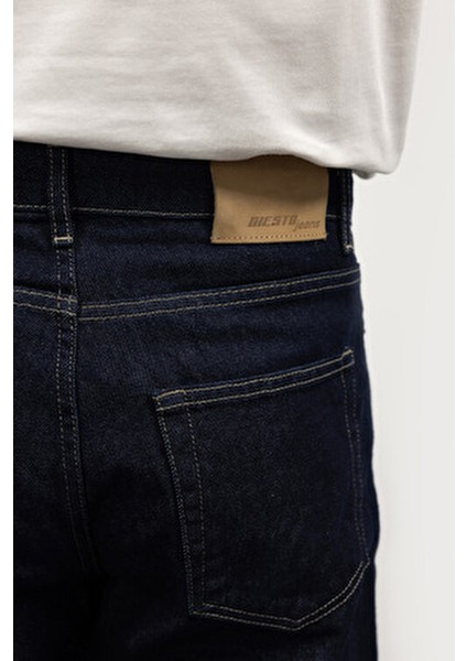 Regular Fit Erkek Jean Yüksek Bel Bol Kesim Denim 4 Cepli Lacivert