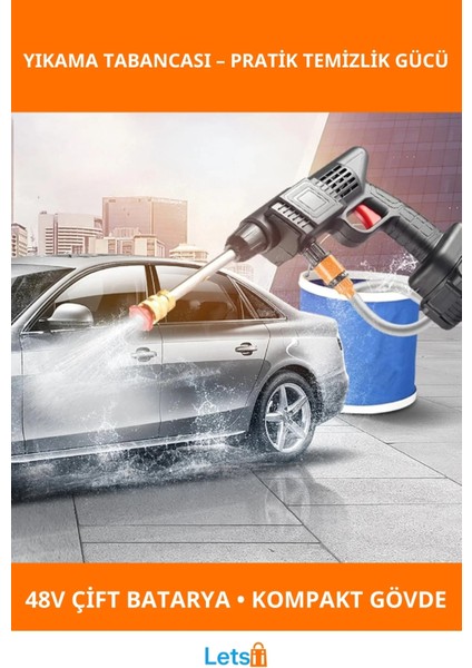 48V Şarjlı Çift Bataryalı Taşınabilir Basınçlı Yıkama Sulama Tabancası