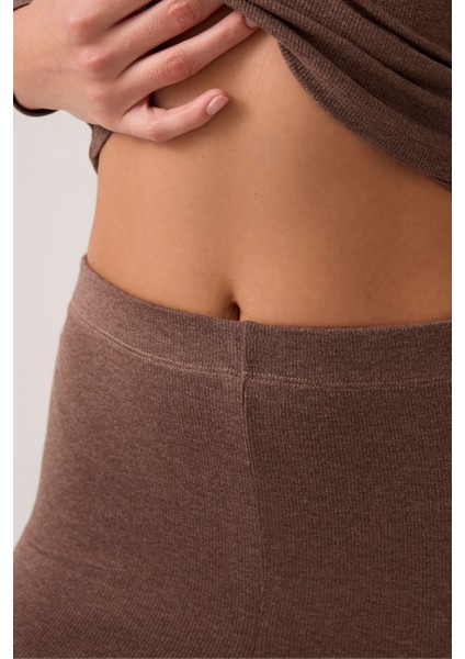 x Ece Kahverengi Modal Kumaşlı Uzun Kollu Eşofmanlı Pijama Takımı Ribbed Pj2 fırsatları