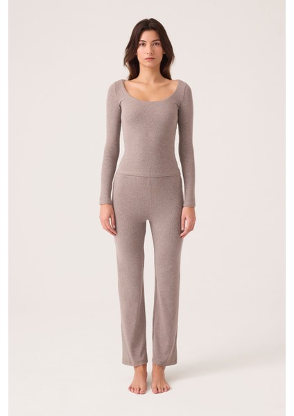 x Ece Vizon Modal Kumaşlı Uzun Kollu Eşofmanlı Pijama Takımı Ribbed Pj2 fiyatları