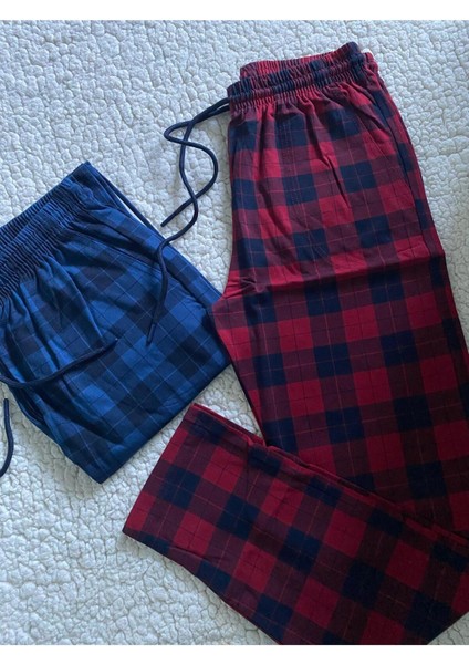 Orta Kalın Unisex Ekose Büyük Kare Desenli 2'li Pijama Altı / Ultra Kalite Eşofman fiyatları