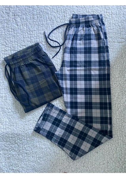Orta Kalın Unisex Ekose Büyük Kare Desenli 2'li Pijama Altı / Ultra Kalite Eşofman