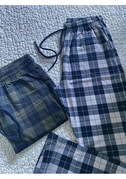 Orta Kalın Unisex Ekose Büyük Kare Desenli 2'li Pijama Altı / Ultra Kalite Eşofman modelleri