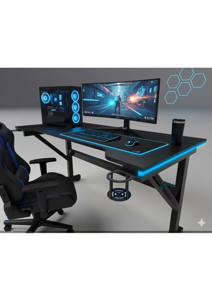 x My Table Led'li 130 x 65 x 76 Rgb'li Kumandalı Oyuncu Masası Oyuncu Masası fiyatları