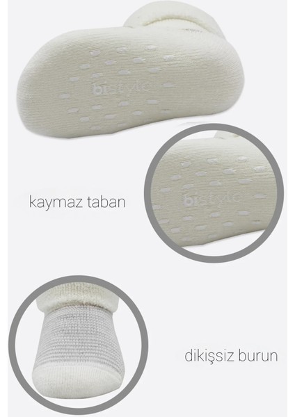 2'li Havlu Soket Kaymaz Çorap 10504 Gri Ekru indirimleri