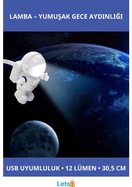 USB Astronot Lamba Eğlenceli Gece Işığı
