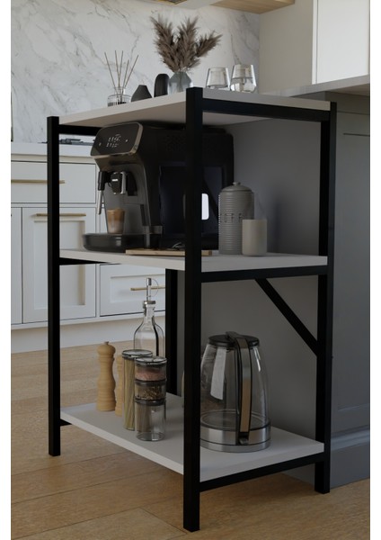 Mutfak Rafı Malzeme Dolabı 3 Katlı Mikrodalga Fırın Çok Amaçlı Dolap Kitaplık Çiçeklik Koltuk Yanı modelleri