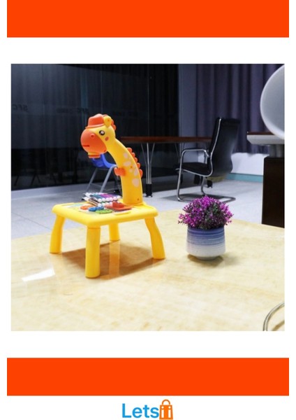 Zürafa Tasarımlı Projeksiyonlu Boyama Tahtası Eğlenceli Çocuk Oyun Seti indirimleri