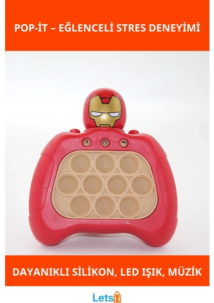 Işıklı Müzikli Iron Man Pop It Stres Azaltıcı Oyun Amacıyla Tasarlanmış