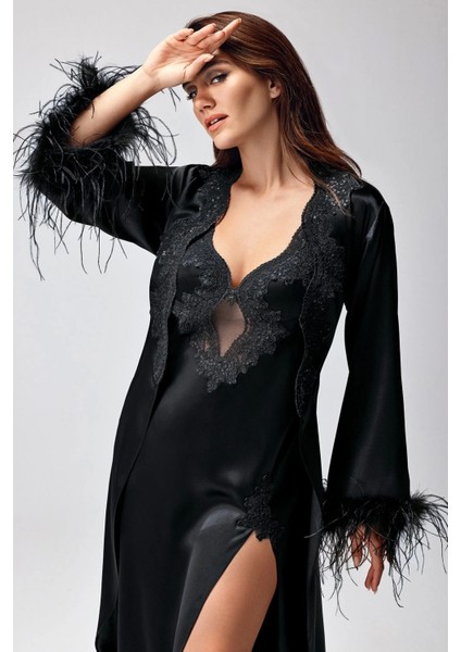 Freshness 9950-GS Saten Ortişli Gecelik Sabahlık Takım fiyatları