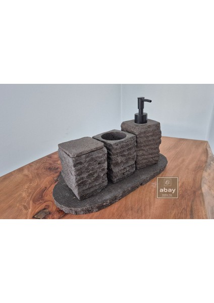 Bazalt Siyah Kaya Model 4 Parça Banyo Seti modelleri