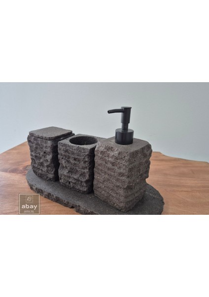 Bazalt Siyah Kaya Model 4 Parça Banyo Seti fırsatları