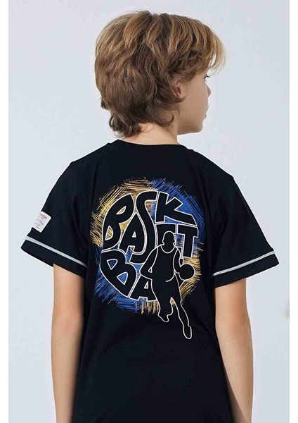 Erkek Çocuk Sportswear Basket T-Shirt Sweatshirt Alt Bisiklet Yaka Orta Kalın Pijama TAKIMI-3946