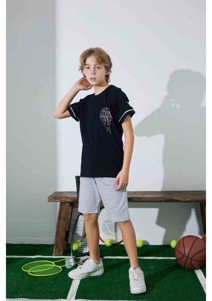 Erkek Çocuk Sportswear Basket T-Shirt Sweatshirt Alt Bisiklet Yaka Orta Kalın Pijama TAKIMI-3946 indirimleri