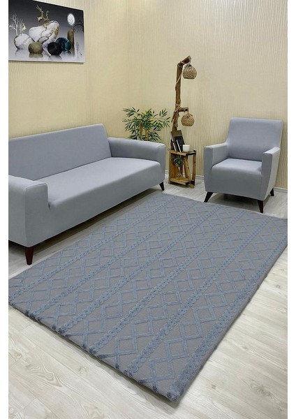 Örgü Model Welsoft Halı Örtüsü Koyu Gri Renk - 200 x 300