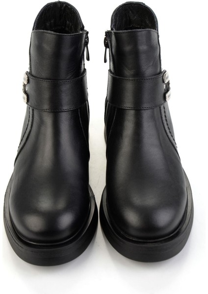 Siyah Hakiki Deri Kadın Bot & Bootie K02717030403 fırsatları