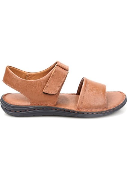 PS-33550 Ortopedik Erkek Masaj Tabanlı Hakiki Deri Sandalet Terlik