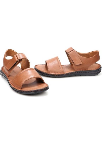 PS-33550 Ortopedik Erkek Masaj Tabanlı Hakiki Deri Sandalet Terlik modelleri