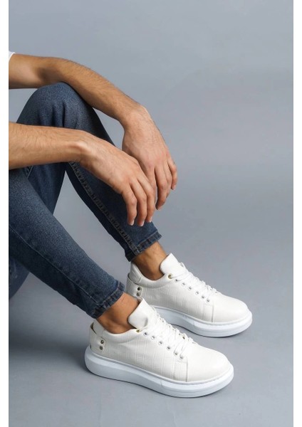 Mtxdpn KB047 Kuback Beyaz Crocodile Günlük Erkek Ayakkabı (Numara: 42)