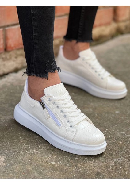 Mtxdpn KB-309 Kuback Beyaz Fermuar ve Bağcıklı Günlük Erkek Ayakkabı (Numara: 44)