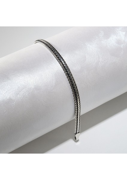 3n Balıksırtı Tilki Kuyruğu Gümüş Bileklik