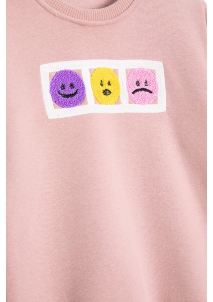 Pembe Gülenyüz Nakışlı Şardonlu Kız Çocuk Eşofman Takımı 23356 fiyatları