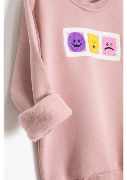 Pembe Gülenyüz Nakışlı Şardonlu Kız Çocuk Eşofman Takımı 23356 modelleri