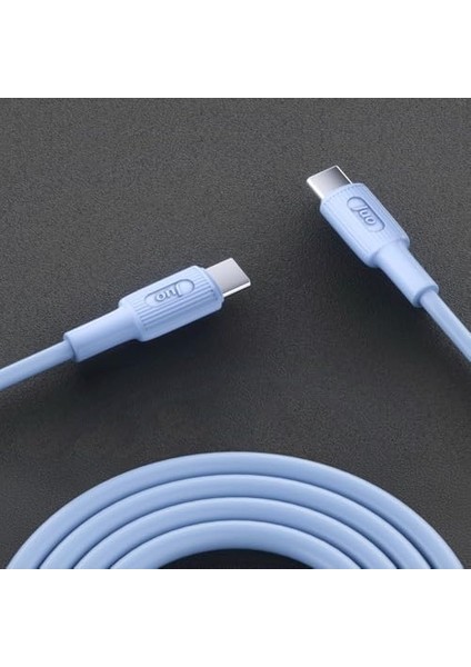 Juo 60W USB Type-C To Type-C Silikon Hızlı Şarj ve Data Kablosu Mavi 1 Metre modelleri