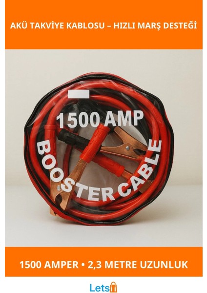 1500 Amper Yüksek Akım Kamyon Için Akü Takviye Kablosu 2.3m