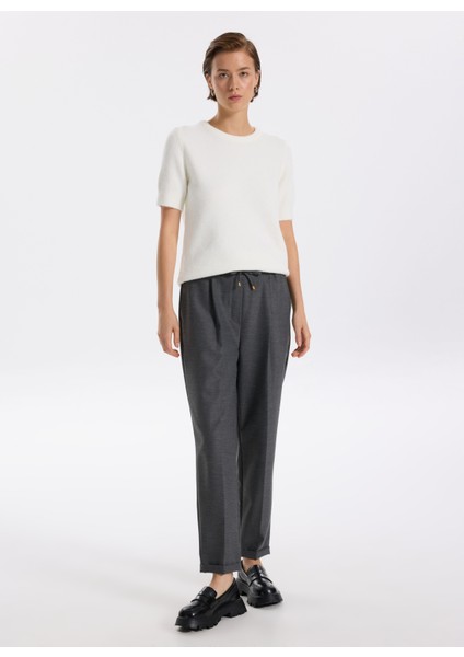 Lastikli Bel Havuç Gri Melanj Kadın Pantolon F5WL-PNT0117