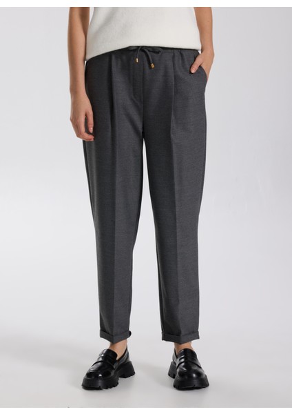 Lastikli Bel Havuç Gri Melanj Kadın Pantolon F5WL-PNT0117 modelleri