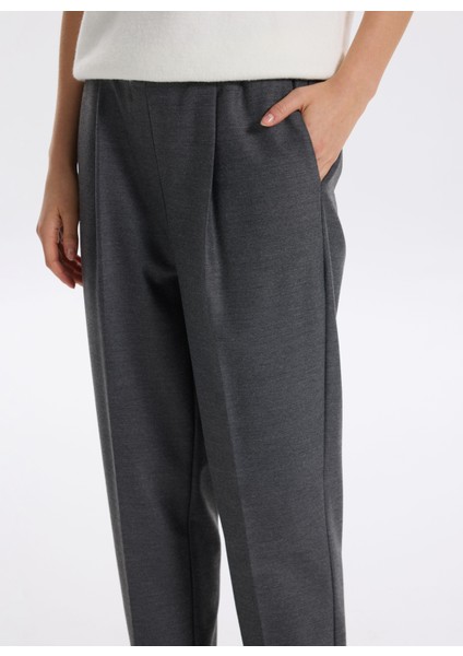 Lastikli Bel Havuç Gri Melanj Kadın Pantolon F5WL-PNT0117 fırsatları