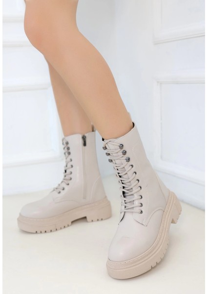 Mtxdpn Caxa Bej Cilt Bağcıklı Bot (Numara: 37)