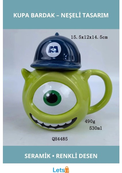 Şapkalı Pixar Kupa Bardak Eğlenceli ve Renkli