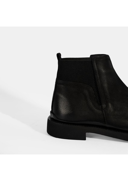 Erkek Siyah Lastikli Nubuk Deri Bot