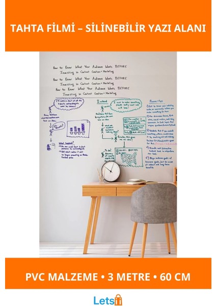Kendinden Yapışkanlı Şeffaf Pvc Tahta Filmi 3 Metre x 60 cm