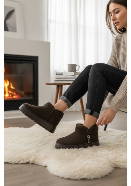 Darkstep Kahve Esnek Poli Taban Içi Tüylü Kısa Bot