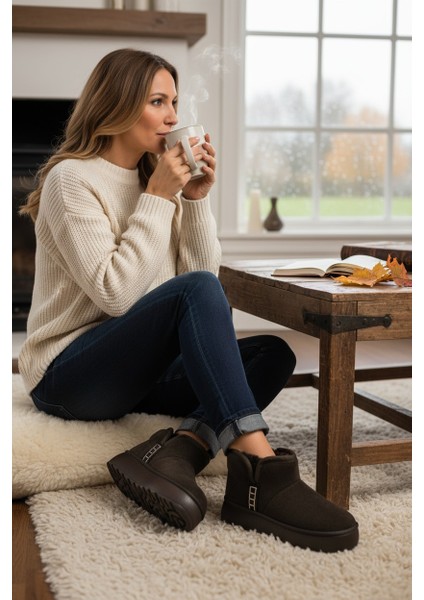 Darkstep Kahve Esnek Poli Taban Içi Tüylü Kısa Bot indirimleri